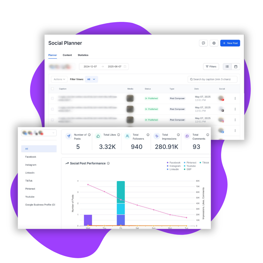 Social Media Content Management interface